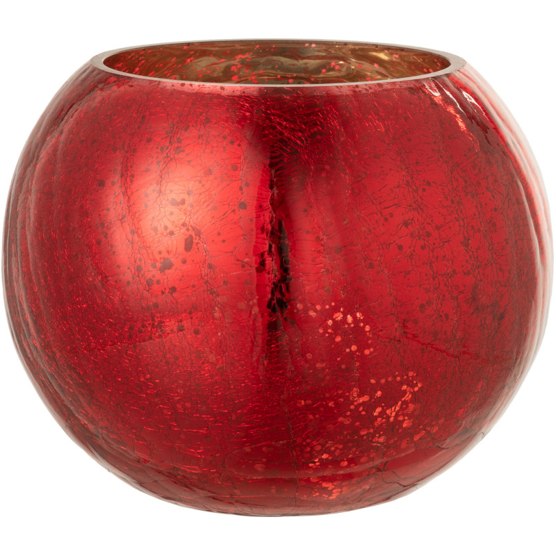 Photophore boule en verre rouge 20 cm - 1