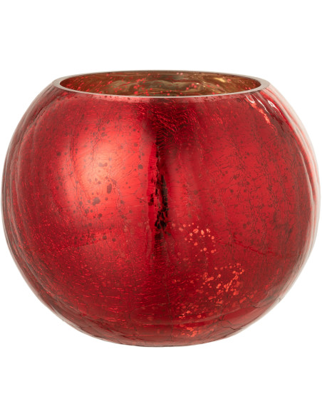 Photophore boule en verre rouge 20 cm - 1