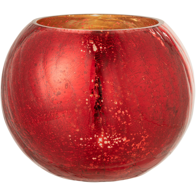 Photophore boule en verre rouge 20 cm - 2