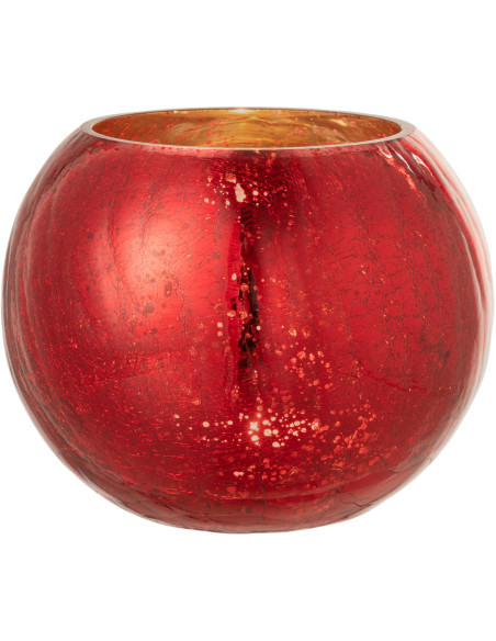 Photophore boule en verre rouge 20 cm - 2