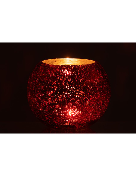 Photophore boule en verre rouge 20 cm - 3