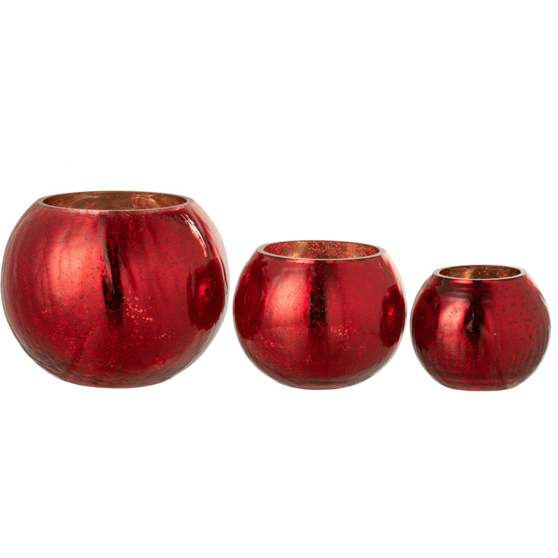 Photophore boule en verre rouge 20 cm - 4