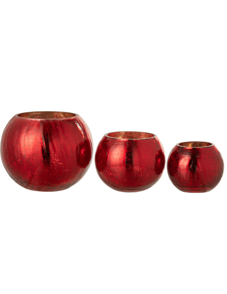 Photophore boule en verre rouge 20 cm - 4