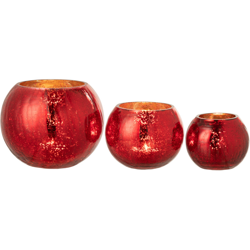 Photophore boule en verre rouge 20 cm - 5