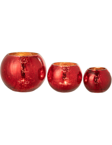 Photophore boule en verre rouge 20 cm - 5