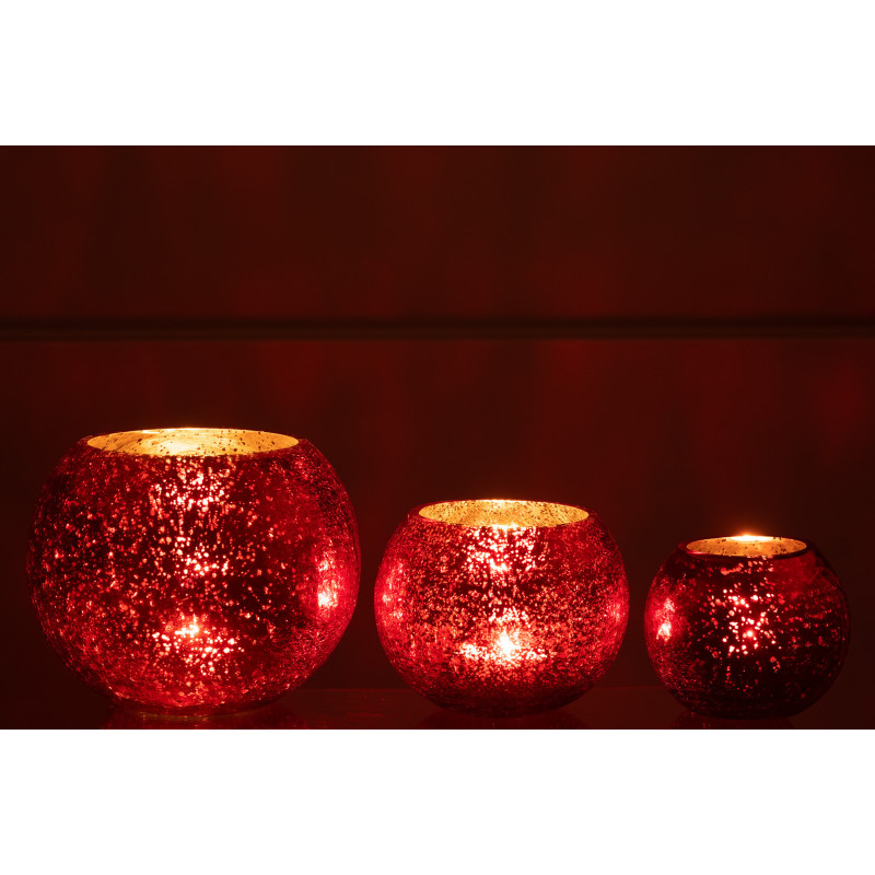 Photophore boule en verre rouge 20 cm - 6