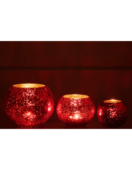 Photophore boule en verre rouge 20 cm - 6