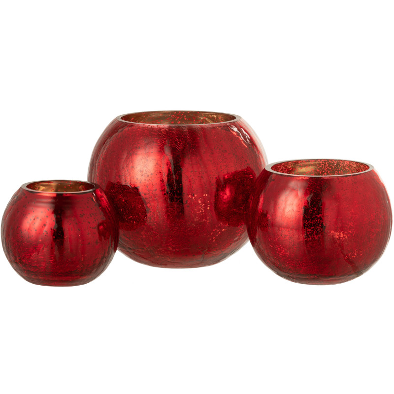 Photophore boule en verre rouge 20 cm - 7