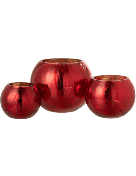 Photophore boule en verre rouge 20 cm - 7