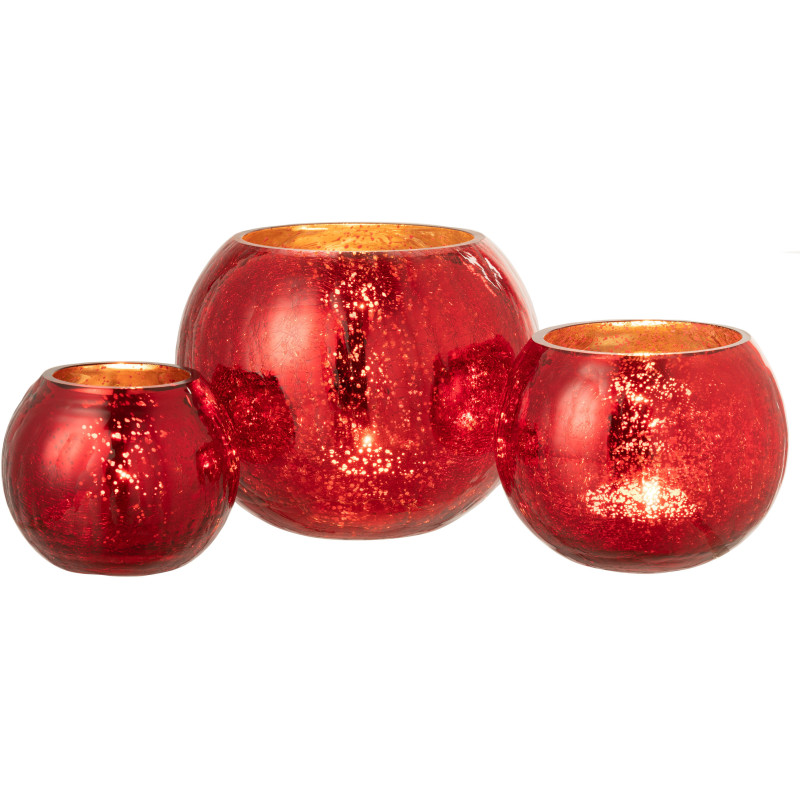 Photophore boule en verre rouge 20 cm - 8