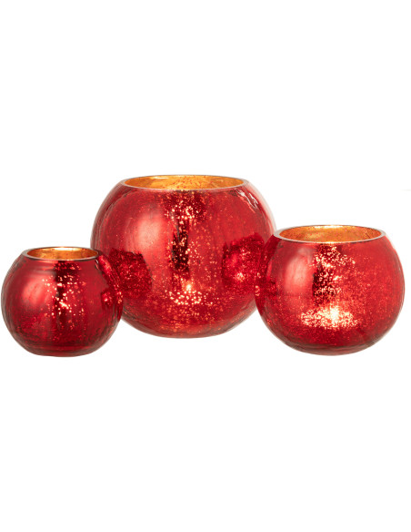 Photophore boule en verre rouge 20 cm - 8