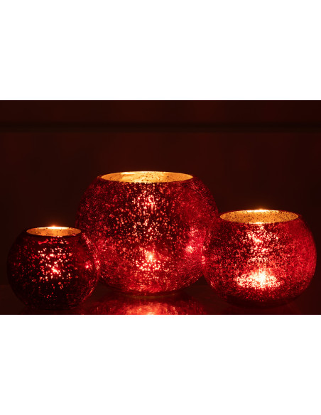 Photophore boule en verre rouge 20 cm - 9