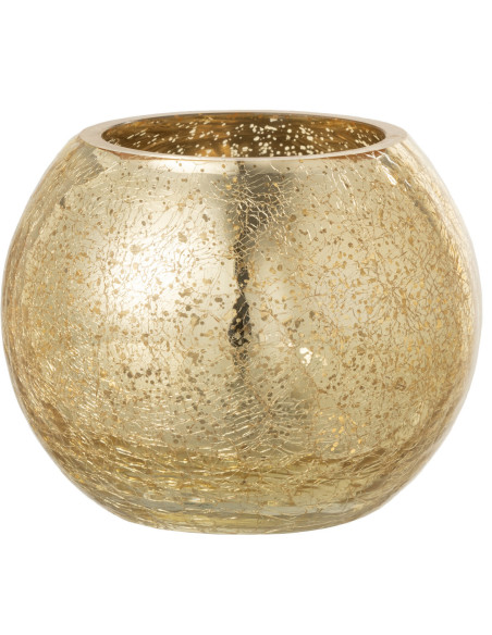 Photophore boule en verre doré 12 cm J-Line - 1