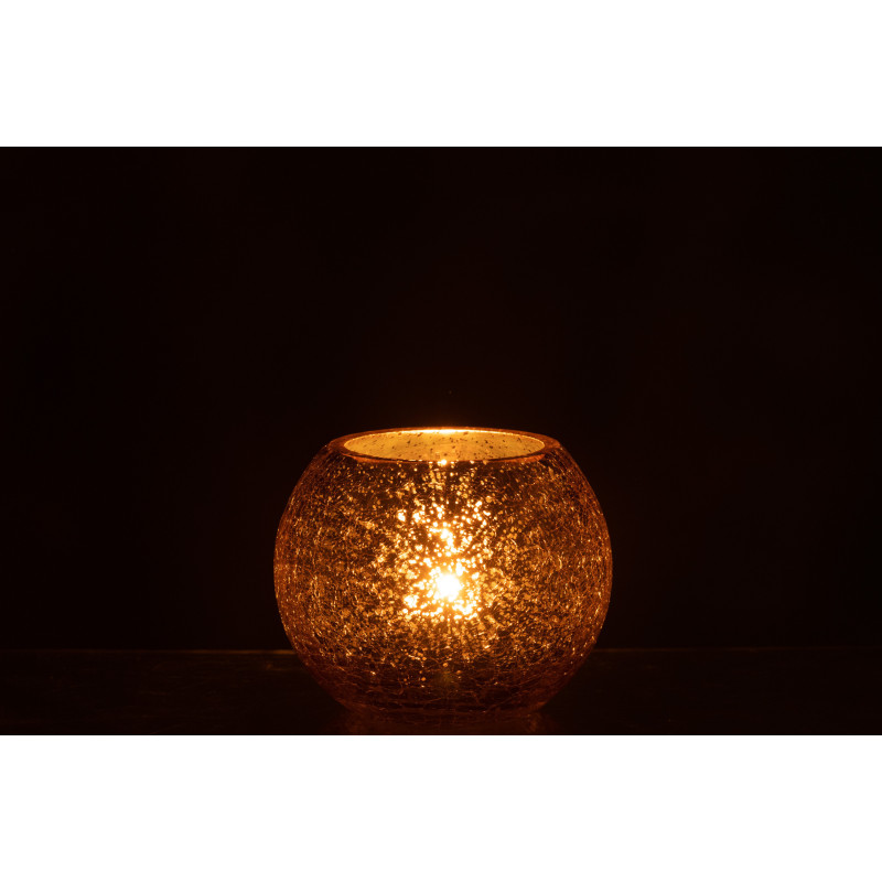 Photophore boule en verre doré 12 cm J-Line - 3