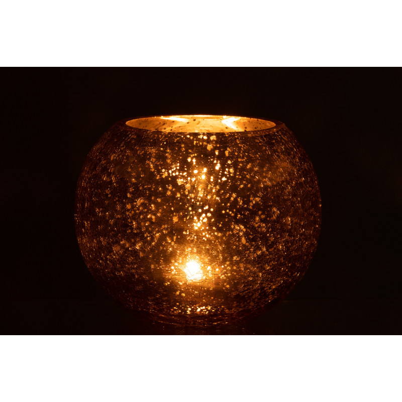 Photophore boule en verre doré 20 cm J-Line - 3