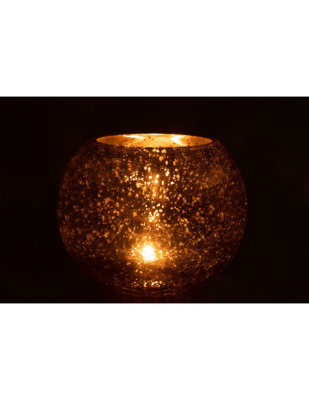 Photophore boule en verre doré 20 cm J-Line - 3