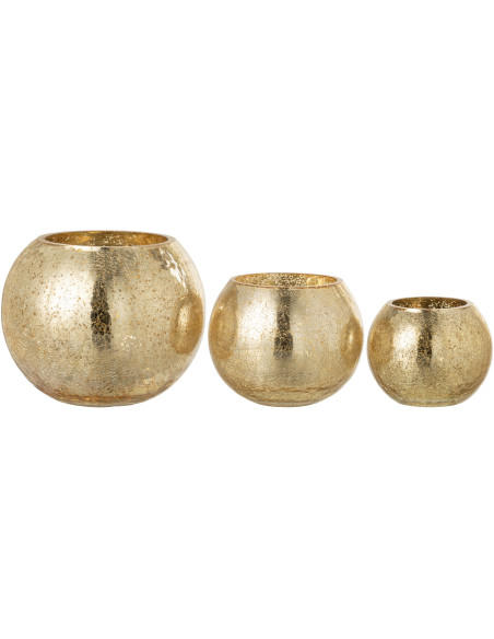 Photophore boule en verre doré 20 cm J-Line - 4