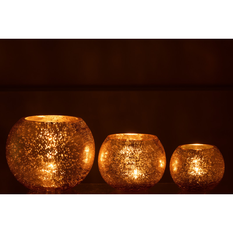 Photophore boule en verre doré 20 cm J-Line - 6