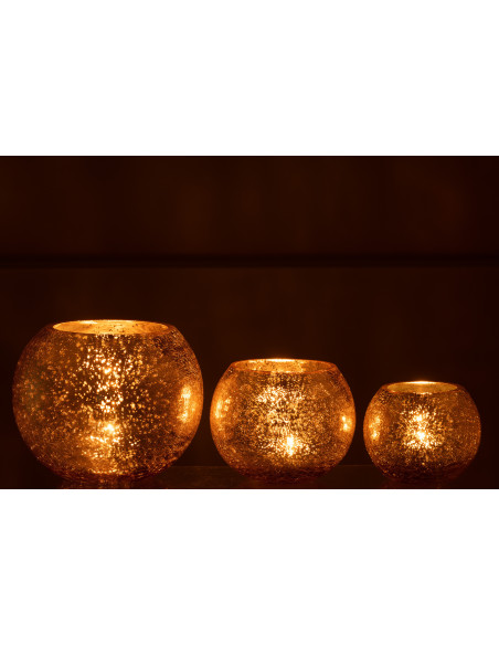 Photophore boule en verre doré 20 cm J-Line - 6
