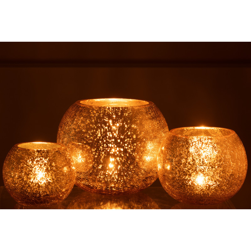 Photophore boule en verre doré 20 cm J-Line - 9