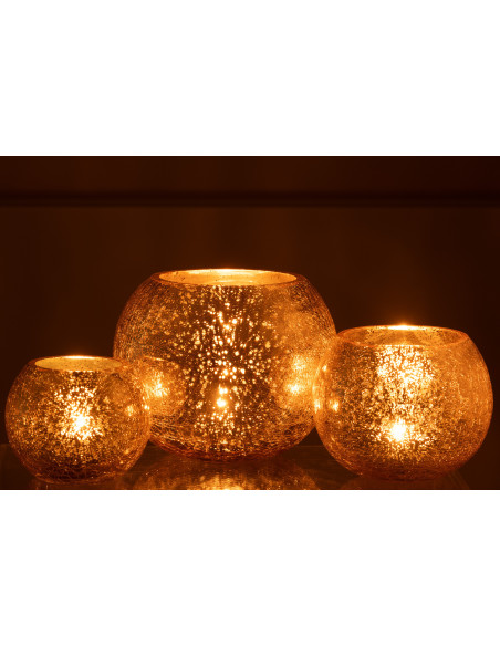 Photophore boule en verre doré 20 cm J-Line - 9