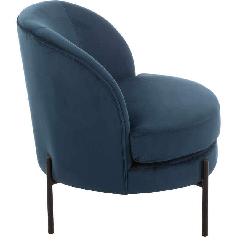 Fauteuil confort bas tissu bleu et métal noir - 4