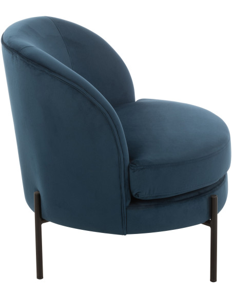 Fauteuil confort bas tissu bleu et métal noir - 4