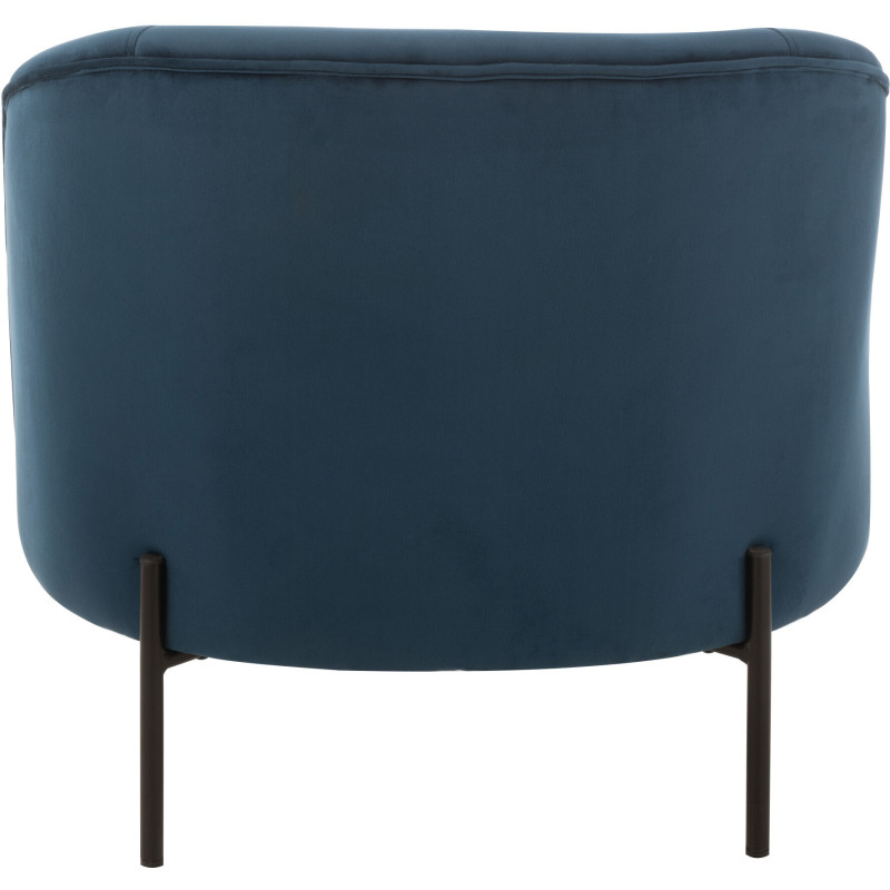 Fauteuil confort bas tissu bleu et métal noir - 5