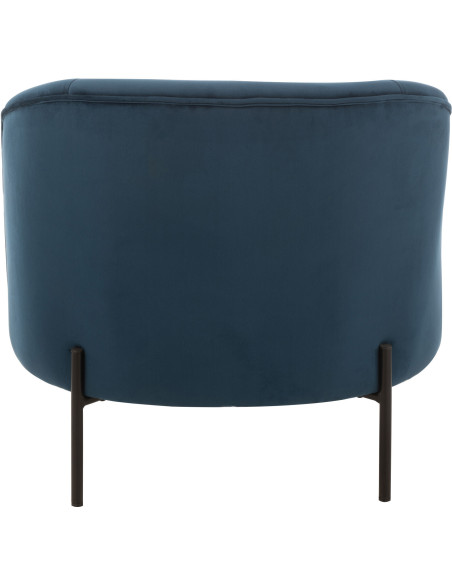 Fauteuil confort bas tissu bleu et métal noir - 5