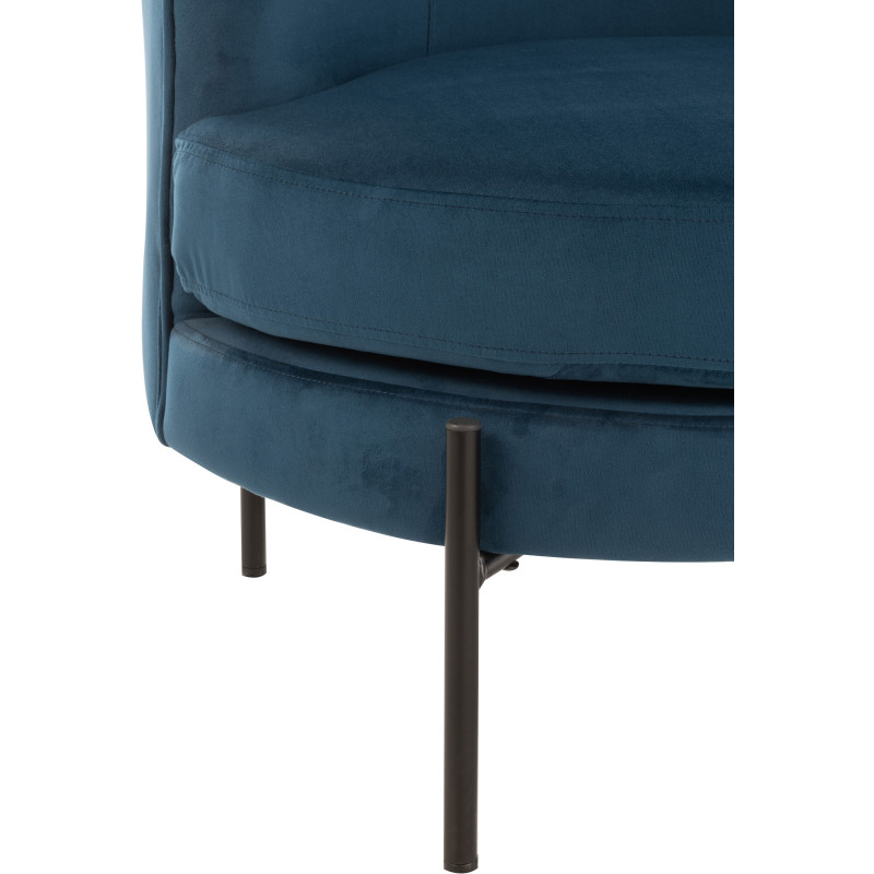Fauteuil confort bas tissu bleu et métal noir - 6