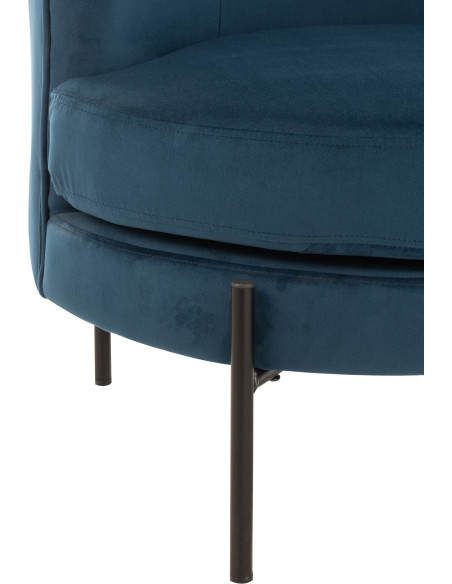 Fauteuil confort bas tissu bleu et métal noir - 6