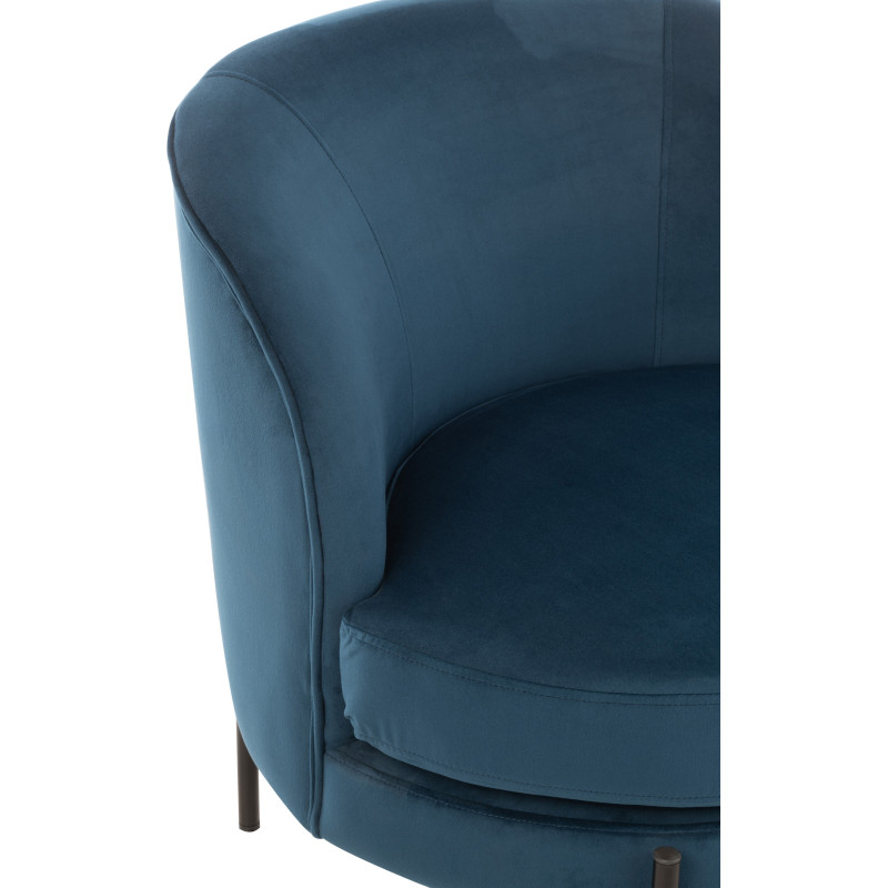 Fauteuil confort bas tissu bleu et métal noir - 7