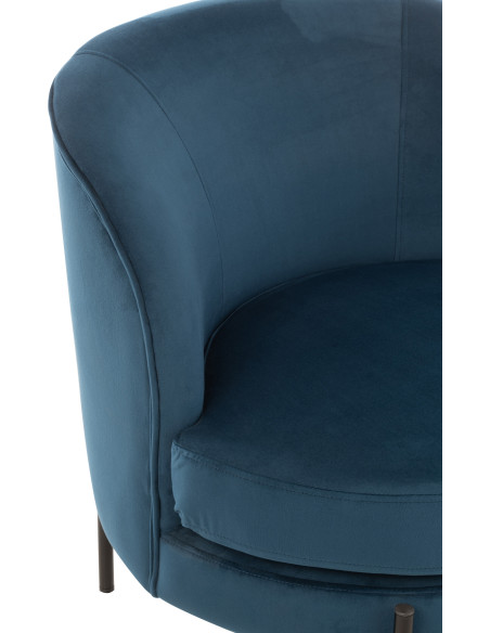 Fauteuil confort bas tissu bleu et métal noir - 7