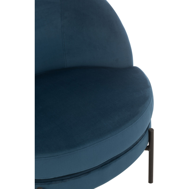 Fauteuil confort bas tissu bleu et métal noir - 8