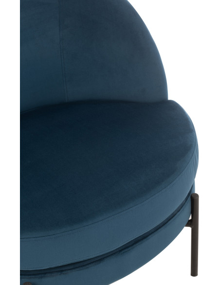 Fauteuil confort bas tissu bleu et métal noir - 8