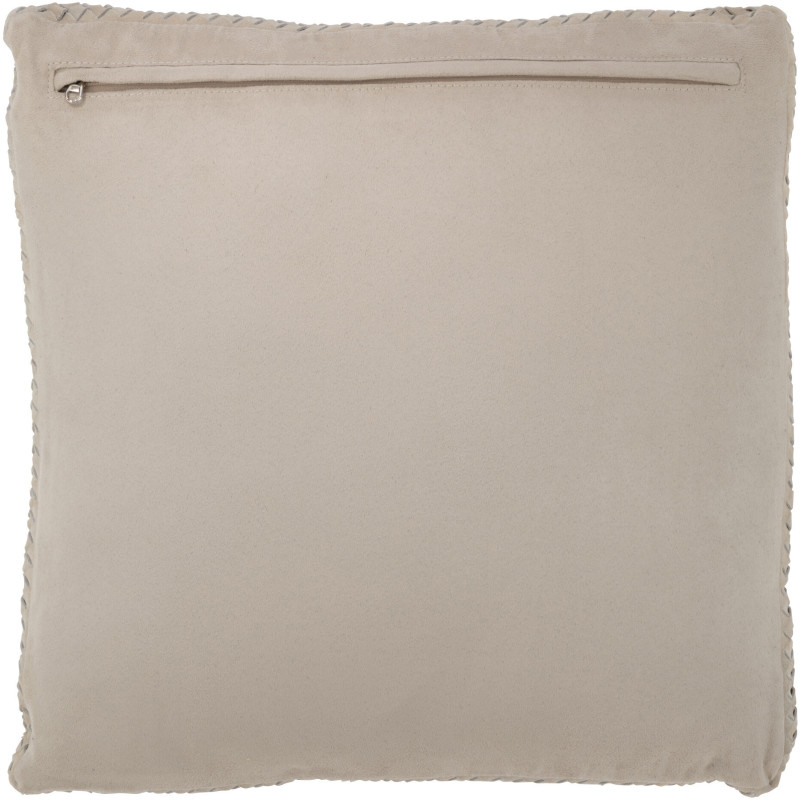 Coussin Carré Wildly 45x45 en Cuir véritable Gris Avec franges - 2