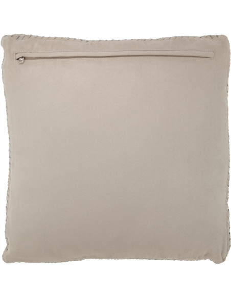 Coussin Carré Wildly 45x45 en Cuir véritable Gris Avec franges - 2
