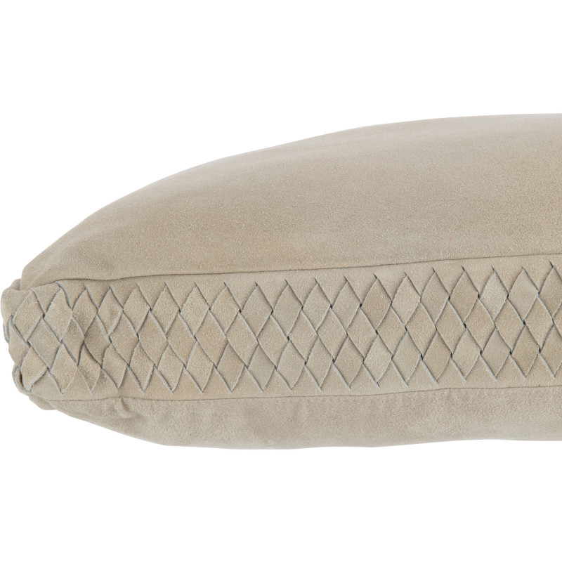 Coussin Carré Wildly 45x45 en Cuir véritable Gris Avec franges - 3