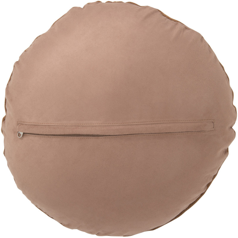 Coussin Rond Wildly 45 cm en Cuir véritable Camel - 2