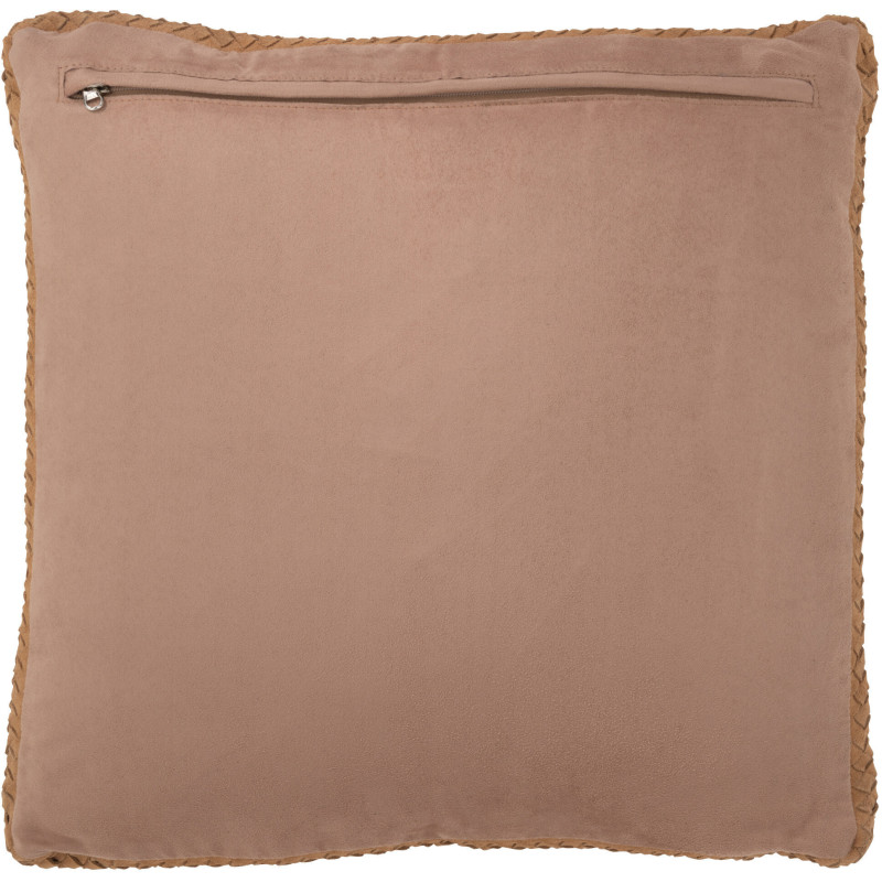 Coussin Carré Wildly 45x45 en Cuir véritable Camel Motif tissé - 3