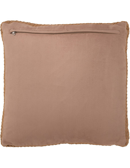 Coussin Carré Wildly 45x45 en Cuir véritable Camel Motif tissé - 3