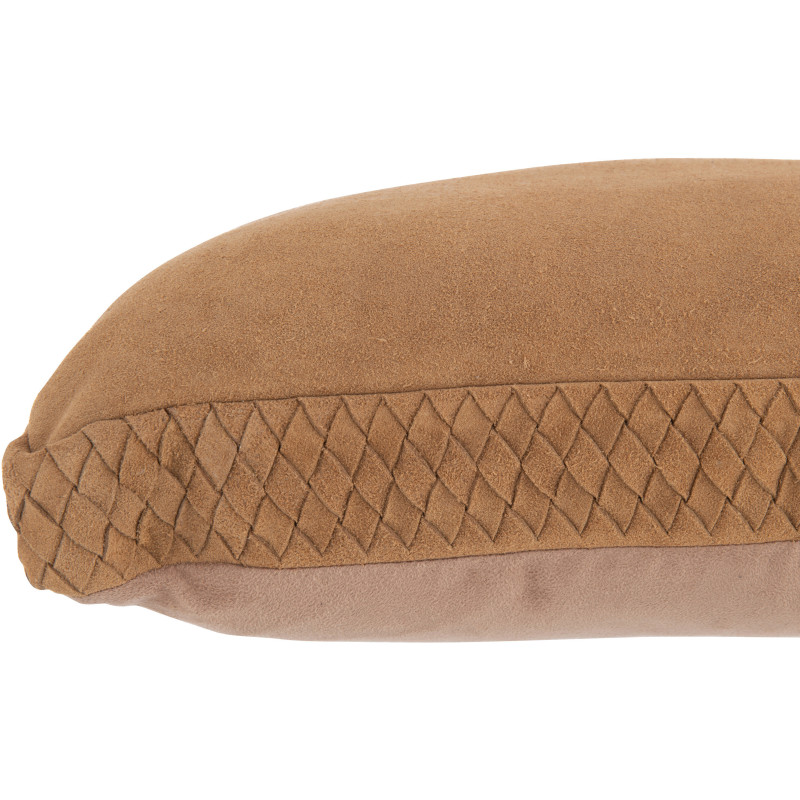 Coussin Carré Wildly 45x45 en Cuir véritable Camel Motif tissé - 4