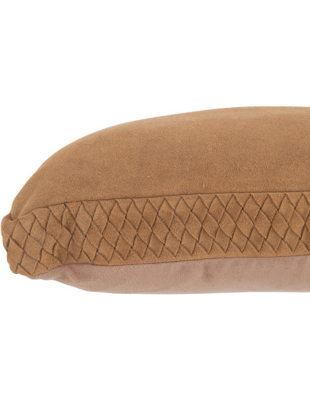 Coussin Carré Wildly 45x45 en Cuir véritable Camel Motif tissé - 4