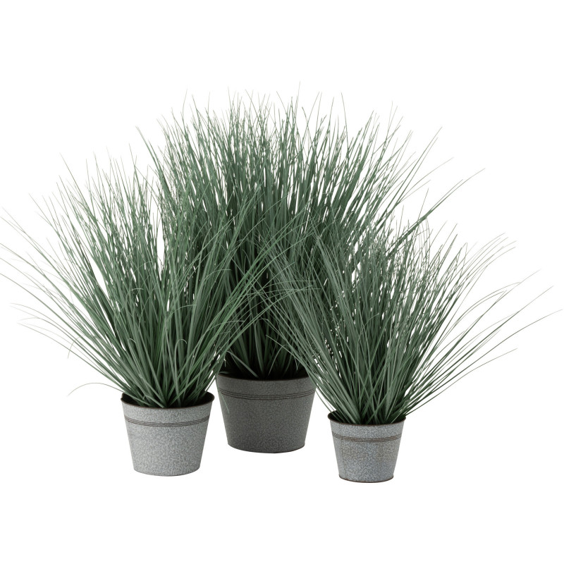 Plante artificielle Herbes en pot Hauteur 82 cm en Plastique Vert Métal Gris Selora - 3