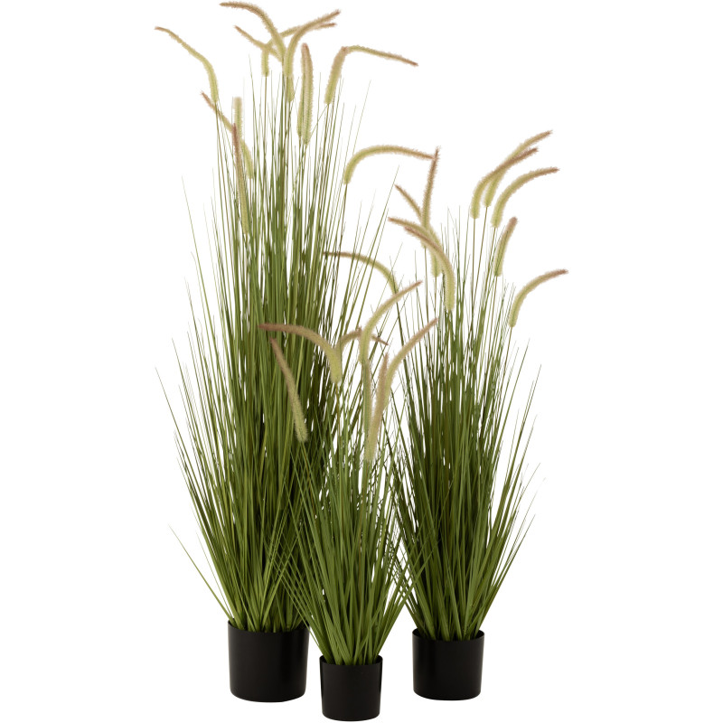 Plante artificielle Herbes et Graminées XXL en pot Hauteur 151 cm en Plastique Vert Noir Valera - 2