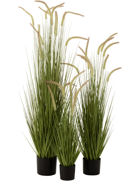 Plante artificielle Herbes et Graminées XXL en pot Hauteur 151 cm en Plastique Vert Noir Valera - 2