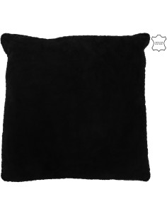 Coussin Carré Wildly 45x45 en Cuir véritable Noir Motif tissé - 1