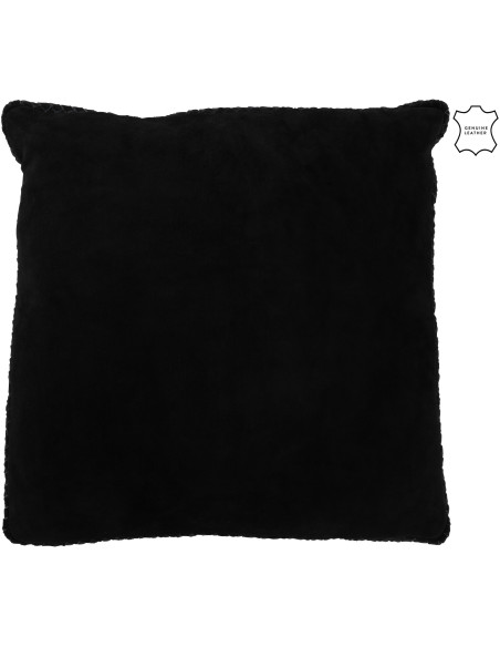 Coussin Carré Wildly 45x45 en Cuir véritable Noir Motif tissé - 1