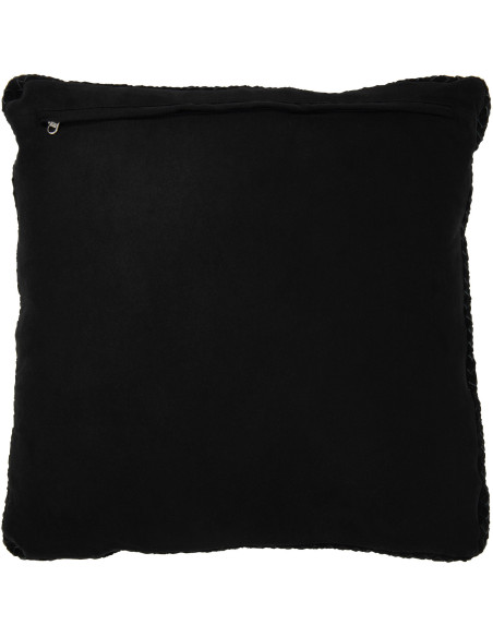 Coussin Carré Wildly 45x45 en Cuir véritable Noir Motif tissé - 2