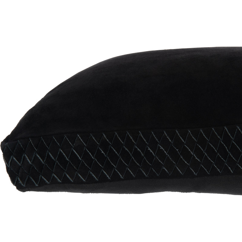 Coussin Carré Wildly 45x45 en Cuir véritable Noir Motif tissé - 3